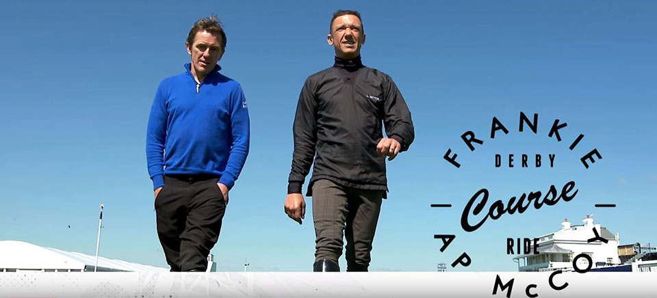 Frankie Dettori and Sir Anthony McCoy ride the Investec Derby course