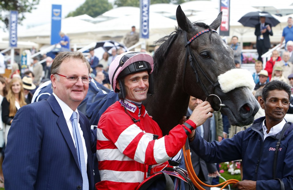 Mecca's Angel and Paul Mulrennan with trainer Michael Dodds