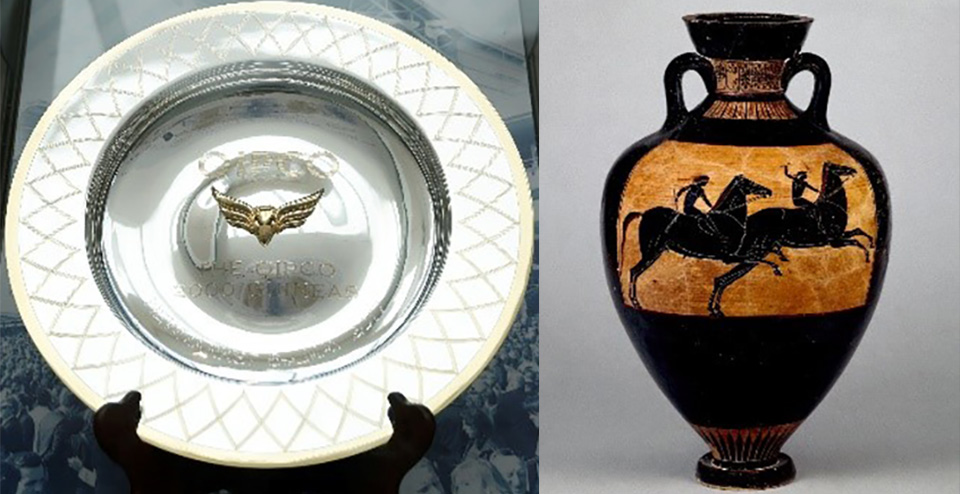 Both the oldest and the newest trophies on display at the Racing Heritage Centre