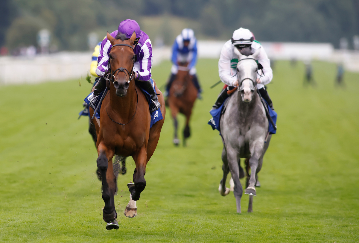 Snowfall wins the Darley Yorkshire Oaks